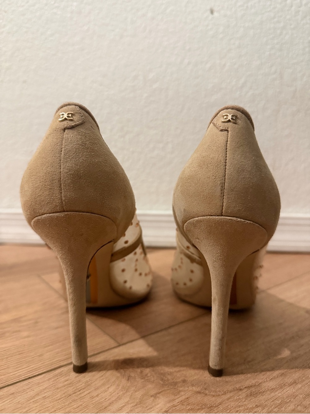 Sam Edelman Nude Embellished Pointed-Toe Pumps - Picture 3 of 3
